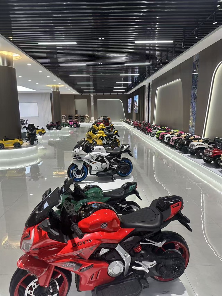 CT TOYS showroom with ride-on motorcycles and electric toy vehicles